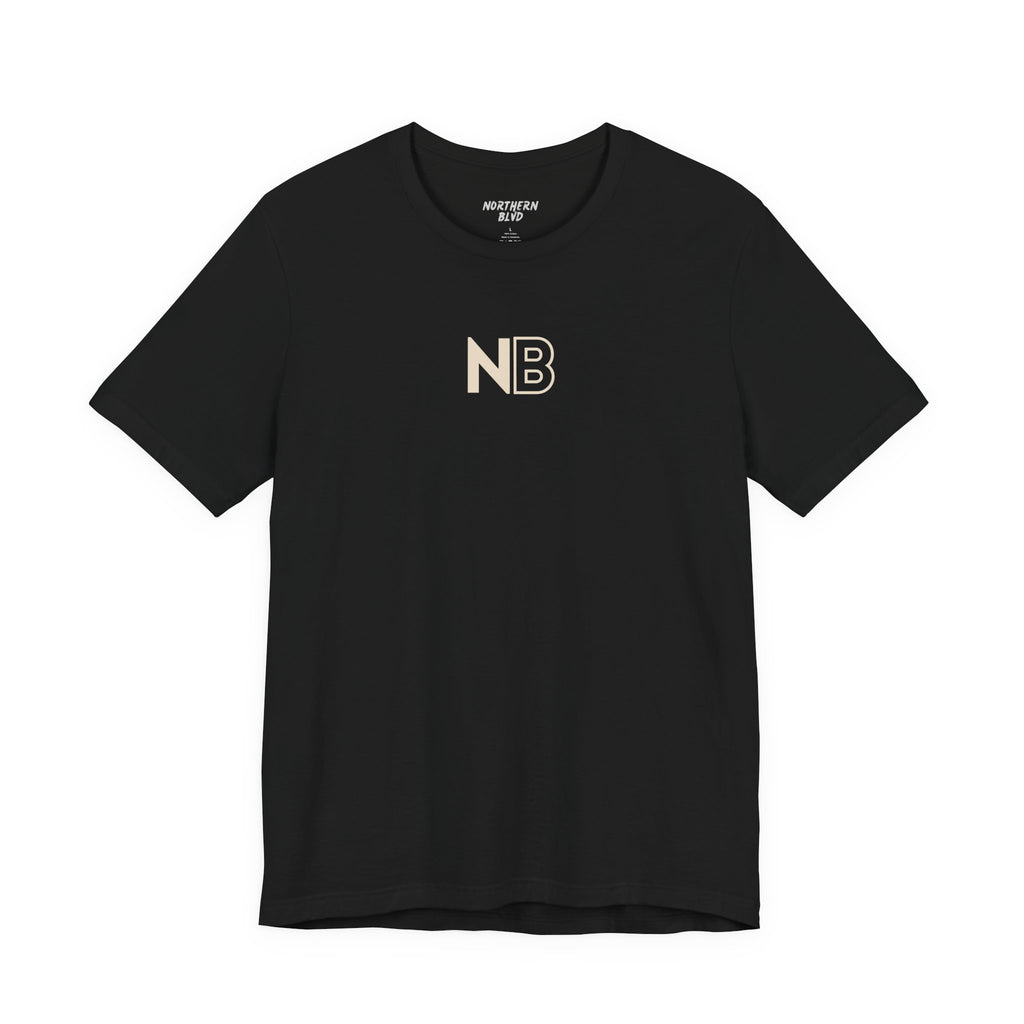 Northern Blvd Black Graphic Tee — 'NB' Chest Logo & Large Back Northern BLVD Typography