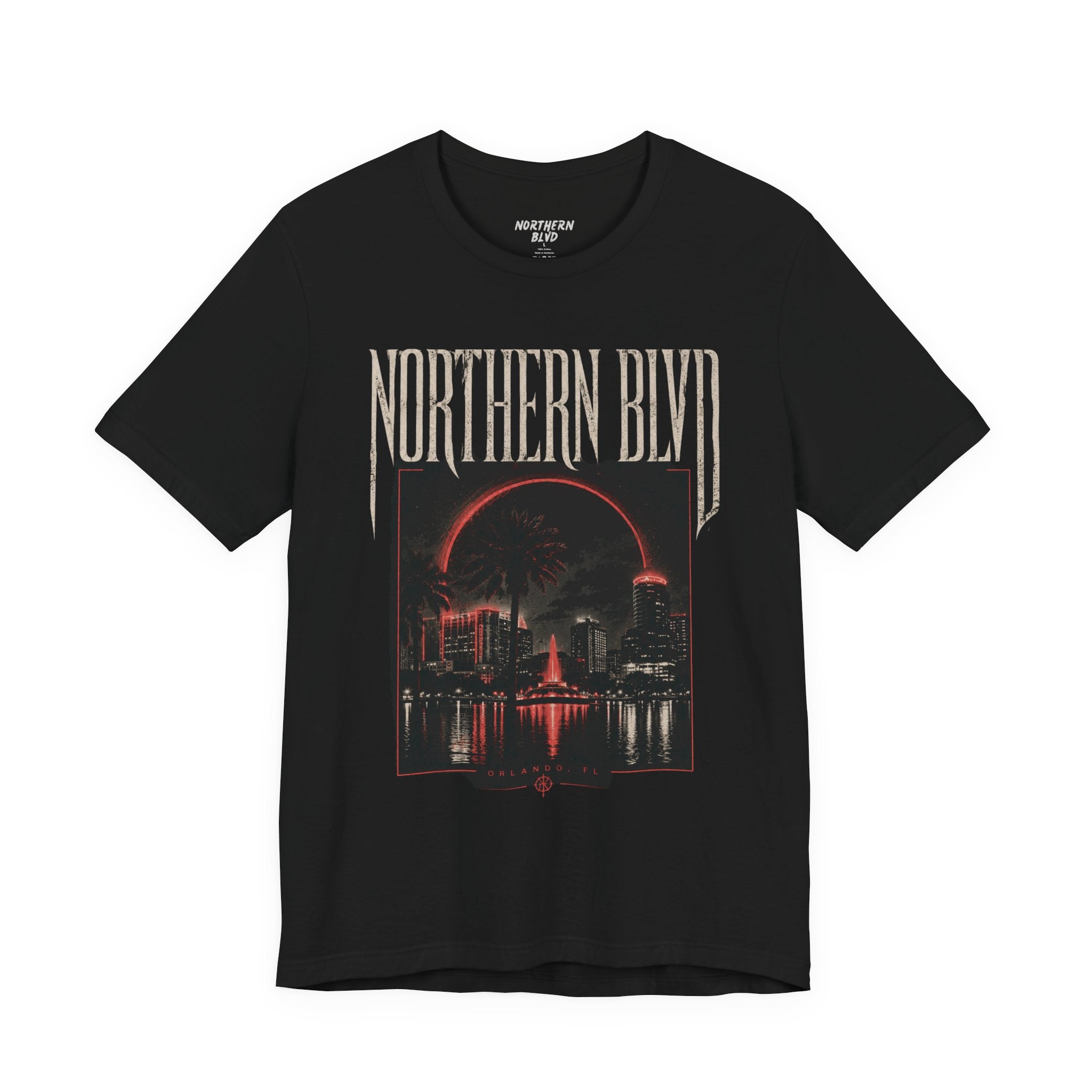 Northern Blvd Retro Orlando Cityscape Tee — Vintage Night Skyline Graphic T-Shirt