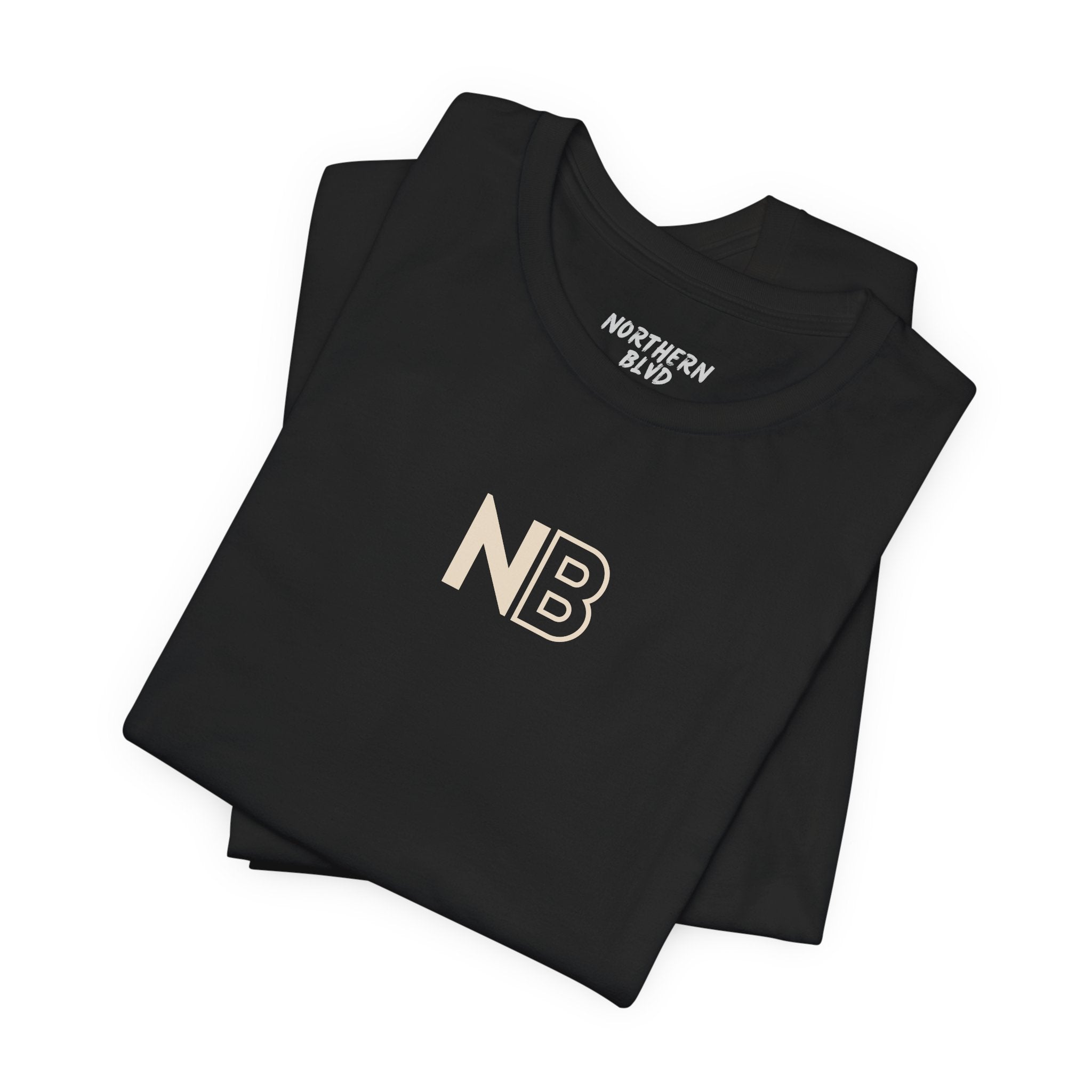 Northern Blvd Black Graphic Tee — 'NB' Chest Logo & Large Back Northern BLVD Typography