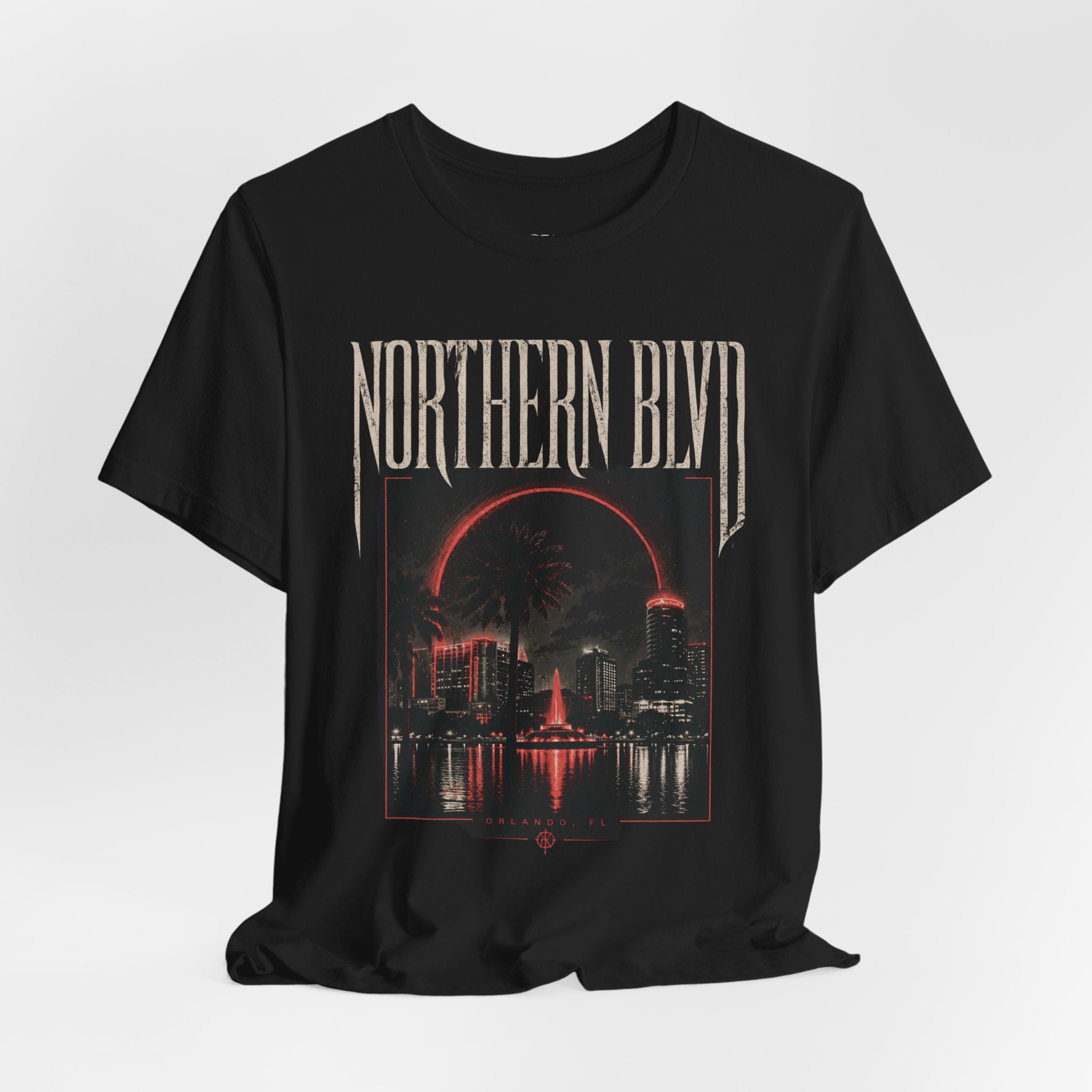 Northern Blvd Retro Orlando Cityscape Tee — Vintage Night Skyline Graphic T-Shirt