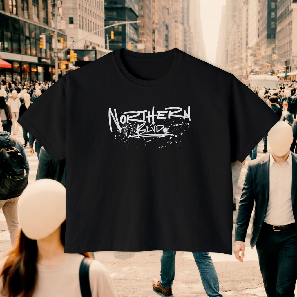 Northern Blvd Women's Boxy Tee — Urban Grunge Graphic Crop Top